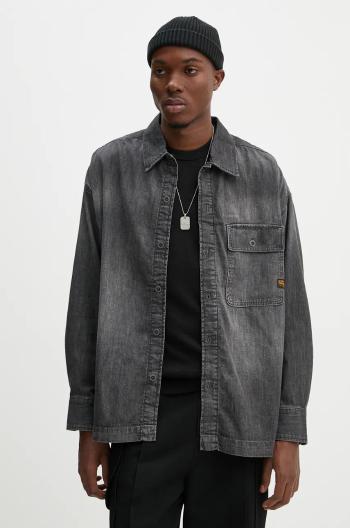 Džínová košile G-Star Raw pánská, šedá barva, relaxed, s klasickým límcem, D25517-D540