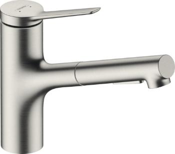 Drezová batéria Hansgrohe Zesis M33 s vyťahovacou spŕškou, 2 prúdy nerez 74821800