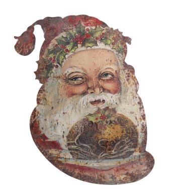 Vánoční kovová nástěnná dekorace Santa Vintage - 39*1,5*50 cm 52062700