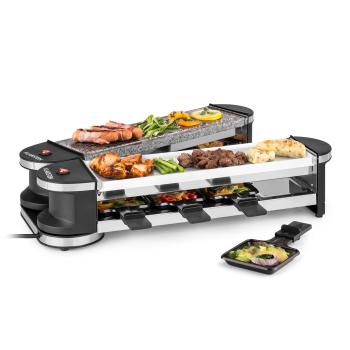 Klarstein Tenderloin 50/50, raclette gril, 1200 W, pro 8 osob, přírodní kámen, bílý