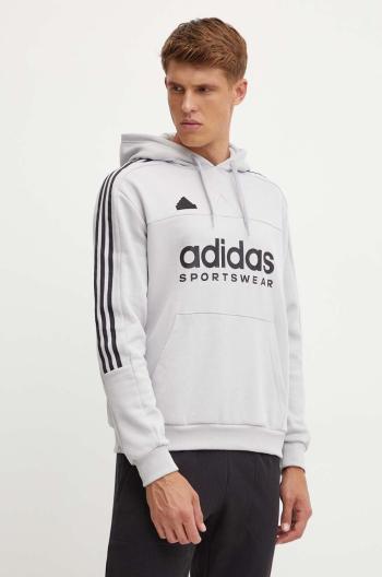 Mikina adidas Tiro pánská, šedá barva, s kapucí, s potiskem, IW5939