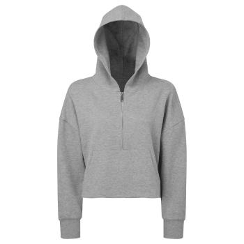 TriDri® Dámská mikina s 1/2 zipem a kapucí - Šedý melír | L/XL