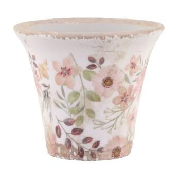 Keramický dekorační obal na květináč s květy Floral Auray M - Ø 12*11cm 65077619 (65776-19)