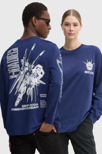 Bavlněné tričko s dlouhým rukávem Levi's Levi's® x Gundam SEED tmavomodrá barva, s potiskem, A7413.0000