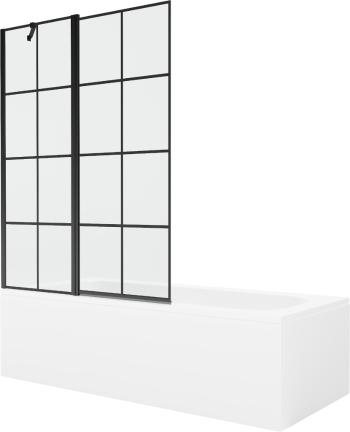 MEXEN/S Vega obdélníková vana 150 x 70 cm s panelem + vanová zástěna 120 cm, černá vzor 550115070X9412117077