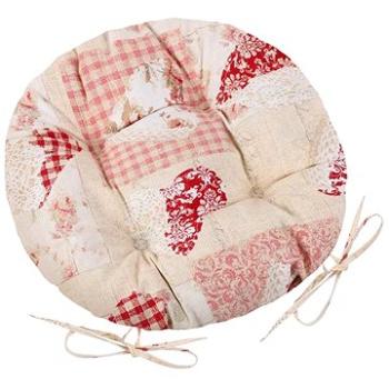 Bellatex EMA kulatý prošívaný - průměr 40 cm - patchwork srdce růžové (4630)