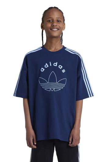 Dětské bavlněné tričko adidas Originals tmavomodrá barva, s potiskem, IZ4549