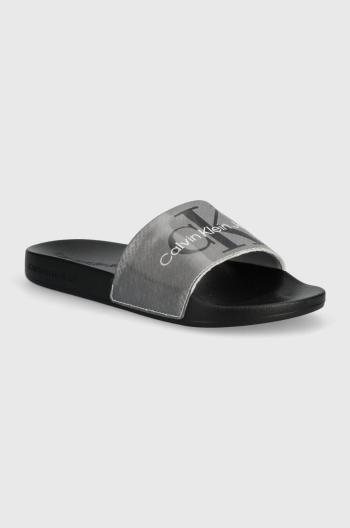 Pantofle Calvin Klein Jeans SLIDE LENTICULAR ML WN dámské, černá barva, YW0YW01403