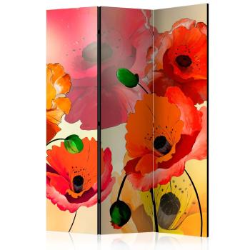 Paraván Velvet poppies Dekorhome 135x172 cm (3-dílný)