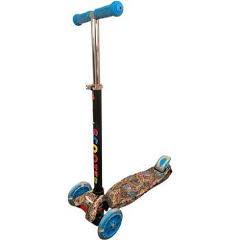 Koloběžka tříkolová MAXI SCOOTER se svítícími kolečky, BLUE DRAGON (H-049-BD)