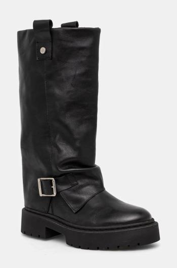 Kožené kozačky Steve Madden Godiva dámské, černá barva, na platformě, SM11003413