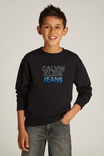 Dětská mikina Calvin Klein Jeans 0 černá barva, s potiskem, IB0IB02376