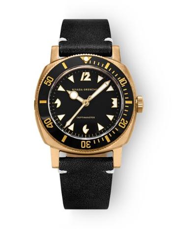 Nivada Grenchen Depthmaster Bronze - Black Leather White Stitching