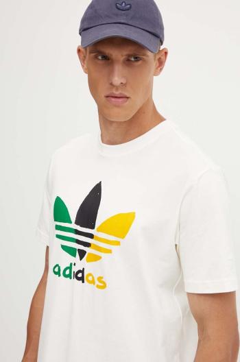 Bavlněné tričko adidas Originals béžová barva, s potiskem, IX6716