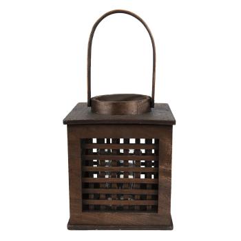 Hnědá dřevěná závěsná lucerna Bamboo - 17*17*20 cm 6RO0580S