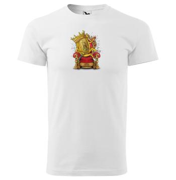 Tričko Bitcoin King (Velikost: 4XL, Typ: pro muže, Barva trička: Bílá)