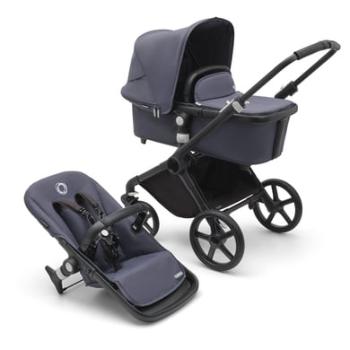 bugaboo Fox Cub kočárek s korbičkou a sedátkem 2023 Black /Stormy Blue