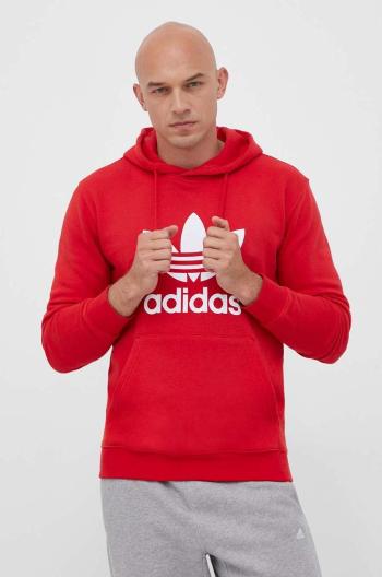 Bavlněná mikina adidas Originals Classics Trefoil Hoodie pánská, červená barva, s kapucí, s potiskem, IM4497