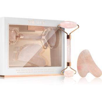 Zoë Ayla Rose Quartz Facial Roller And Gua Sha Tool dárková sada na obličej