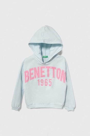 Dětská bavlněná mikina United Colors of Benetton s kapucí, s potiskem