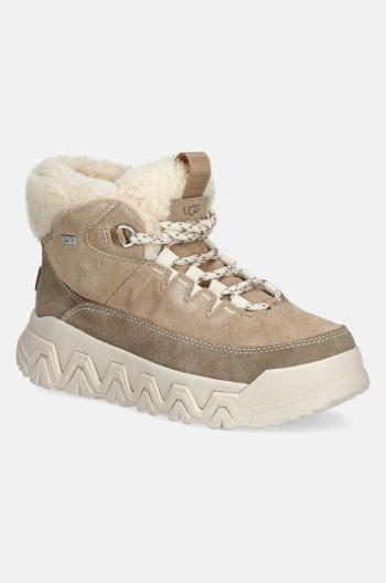 Semišové boty UGG Terretrail Cozy Lace dámské, zelená barva, na platformě, zateplené, 1158210-SAN