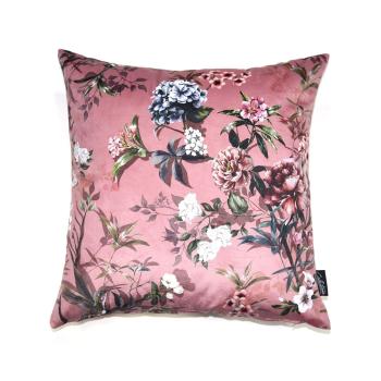 Růžový sametový polštář s květy Luisa roze- 45*45cm 8502941037012