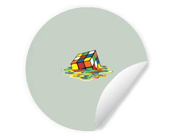 Samolepky kruh Melting rubiks cube