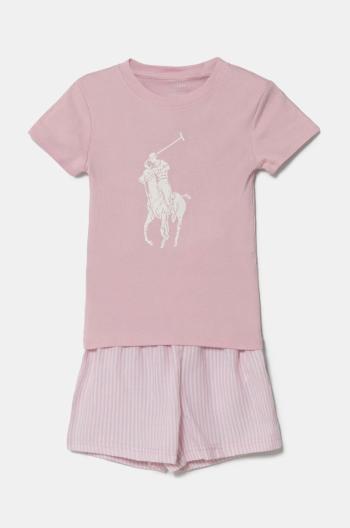 Dětské bavlněné pyžamo Polo Ralph Lauren růžová barva, s potiskem, 4P0038