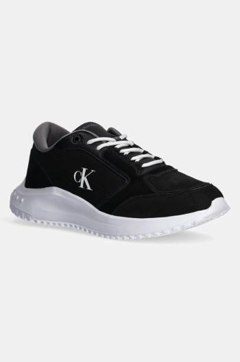 Kožené sneakers boty Calvin Klein Jeans EVA RUNNER LOW MG WMM černá barva, YM0YM01145