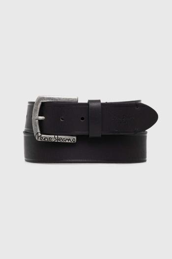 Kožený pásek Pepe Jeans MOSS BELT pánský, černá barva, PM021026