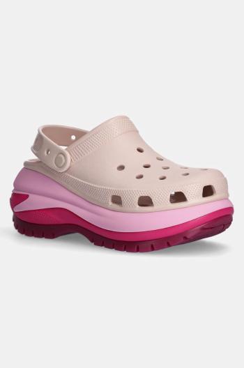 Pantofle Crocs Mega Crush Matte Clog dámské, růžová barva, na platformě, 210749