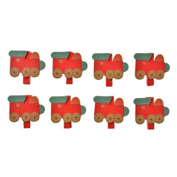 Set 8ks malý dřevěný kolíček s mašinkami - 4*1*3 cm 65638