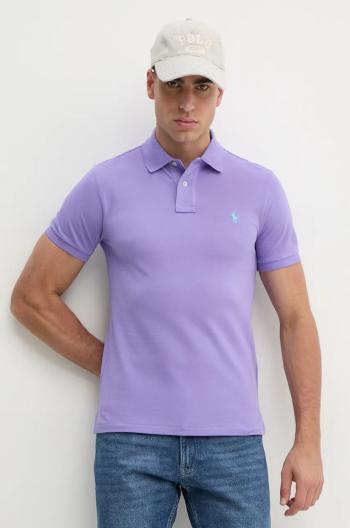 Bavlněné polo tričko Polo Ralph Lauren fialová barva, 710795080