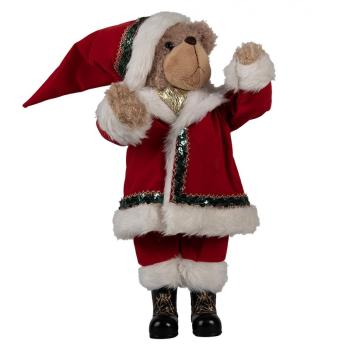 Dekorace stojící plyšový medvěd v oblečku Santa Teddy Bear - 26*20*51 cm 65620