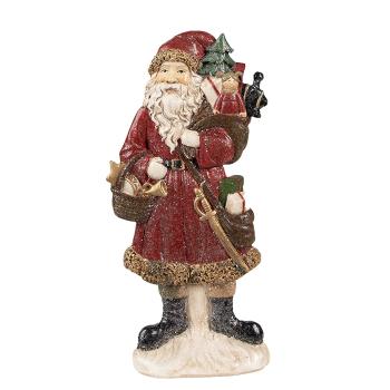 Červená vánoční dekorace socha Santa s dárky - 12*4*24 cm 6PR4926