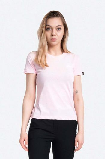 Bavlněné tričko Alpha Industries Basic T Logo Wmn růžová barva, 196054.491-pink