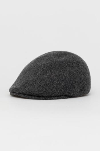 Vlněná čepice Kangol šedá barva, vlněná