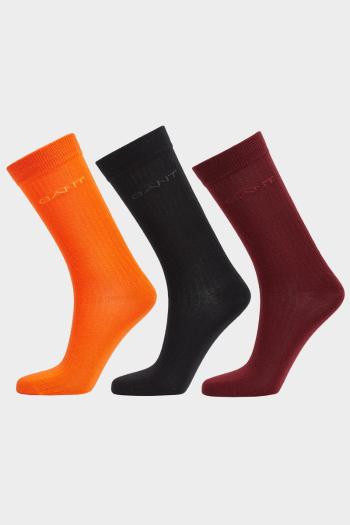 PONOŽKY GANT TONAL LOGO RIB SOCKS 3-PACK BLACK