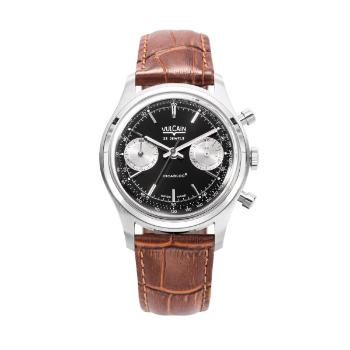 Vulcain Chronograph 70's - Black / Silver - Brown Alligator