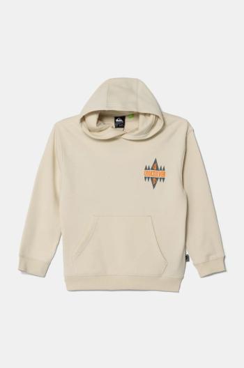 Dětská mikina Quiksilver SCREEN HOODIE béžová barva, s kapucí, s potiskem, EQBFT03896