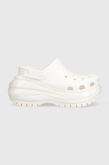 Pantofle Crocs Classic Mega Crush Clog dámské, bílá barva, na platformě, 206867