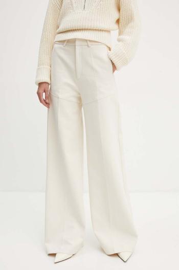 Bavlněné kalhoty IRO béžová barva, jednoduché, high waist, WP23KALANY