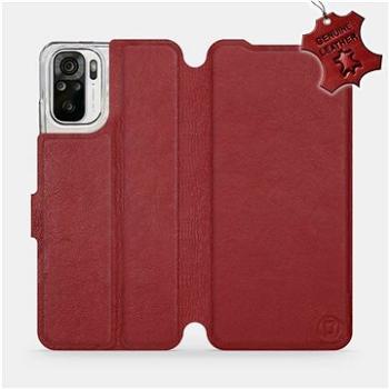 Kožené flip pouzdro Xiaomi Redmi Note 10S - Tmavě červené -  Dark Red Leather (5903516661121)