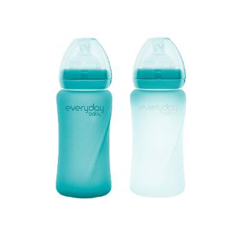 Everyday Baby skleněná láhev s termo senzorem 240 ml, Turquoise