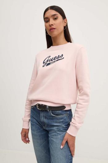 Mikina Guess Jeans dámská, růžová barva, s aplikací, W4YQ11 KC811