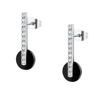 Trussardi Visací ocelové náušnice s krystaly T-Round TJAYF13