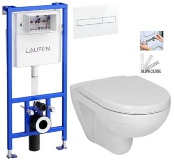 LAUFEN Rámový podomítkový modul CW1 SET s bílým tlačítkem + WC JIKA LYRA PLUS + SEDÁTKO DURAPLAST SLOWCLOSE H8946600000001BI LY5