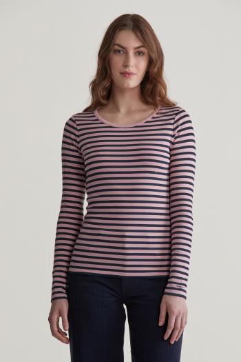 TRIČKO GANT SLIM STRIPED 1X1 RIBBED LS T-SHIRT DUSTY PINK