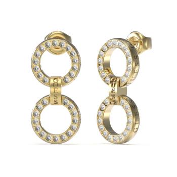 Guess Pozlacené visací náušnice s krystaly Circle Lights JUBE03166JWYGT