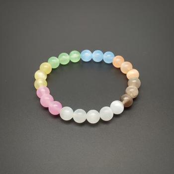 Szelenit szinezett mix golyó karkötő 8-8,5mm